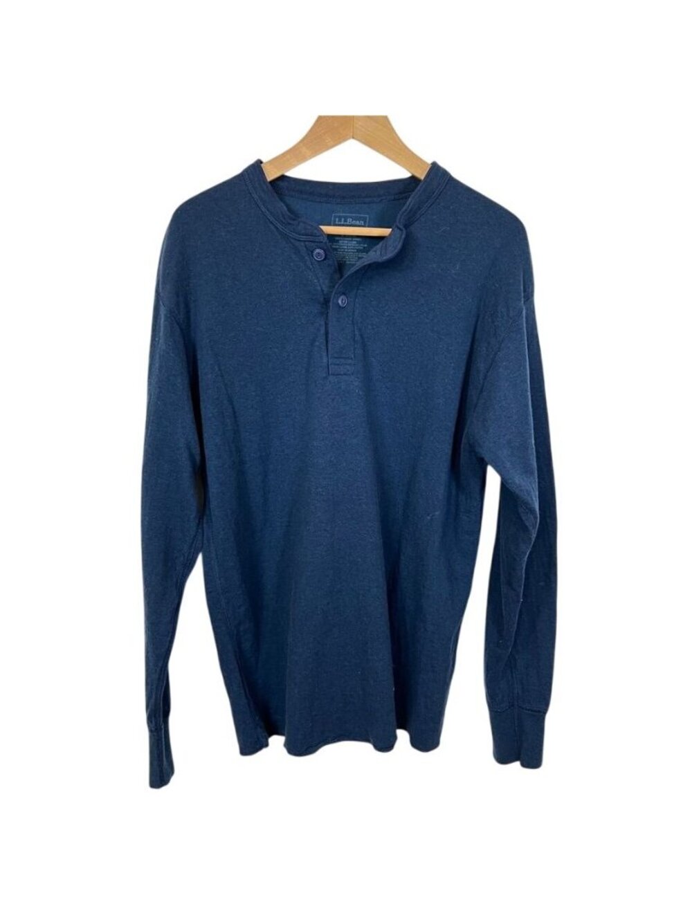 LL Bean River Driver Henley Shirt Mens L Navy Two-Layer Thermal Outdoor Heritage